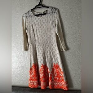 Women's Flying Tomato Cream and Bright Orange Crochet Dress